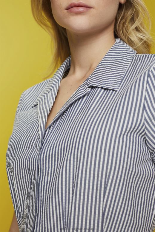 Esprit seersucker ingruha, 100% pamut nők haditengerészet ruhák F8HN8179