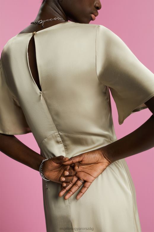 Esprit szatén midi ruha nők poros zöld ruhák F8HN855