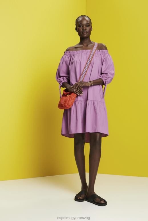 Esprit váll nélküli poplin mini ruha nők ibolya ruhák F8HN8180