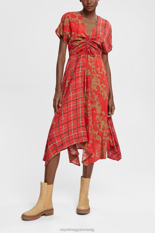 Esprit vegyes mintás ruha, lenzing ecovero nők piros ruhák F8HN8547