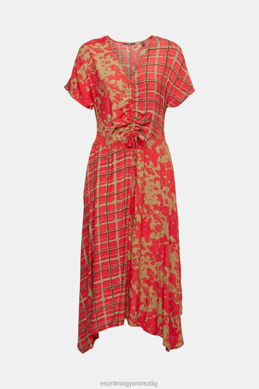 Esprit vegyes mintás ruha, lenzing ecovero nők piros ruhák F8HN8547