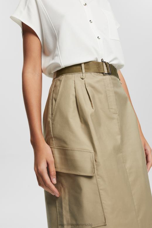 Esprit cargo stílusú midiszoknya nők halvány khaki szoknyák F8HN8535
