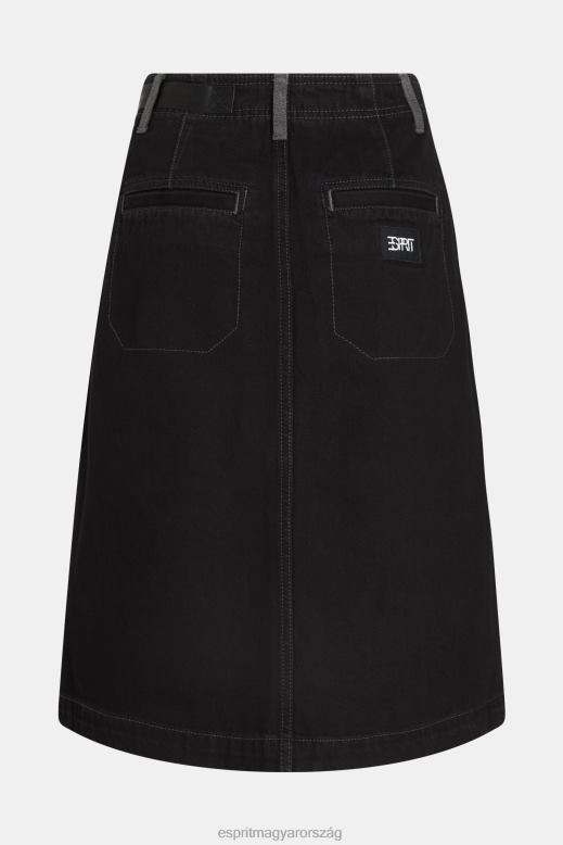 Esprit csatos derékba burkolt midiszoknya nők fekete szoknyák F8HN8363
