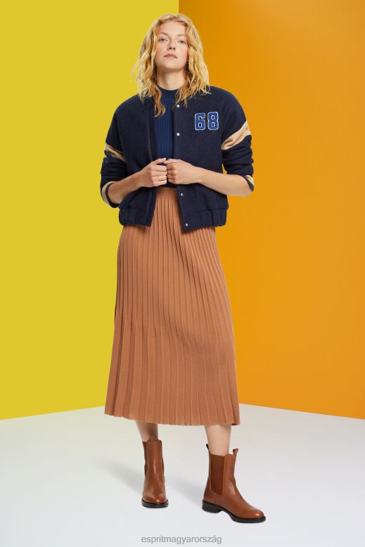 Esprit redős midi szoknya nők barna szoknyák F8HN8482