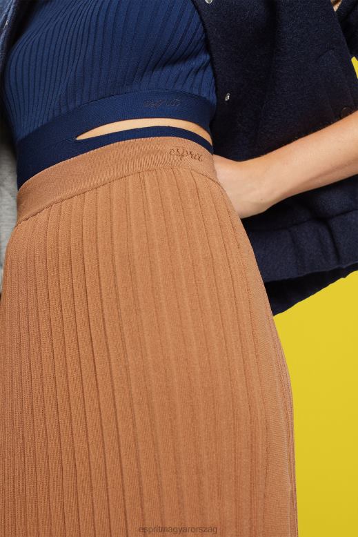 Esprit redős midi szoknya nők barna szoknyák F8HN8482