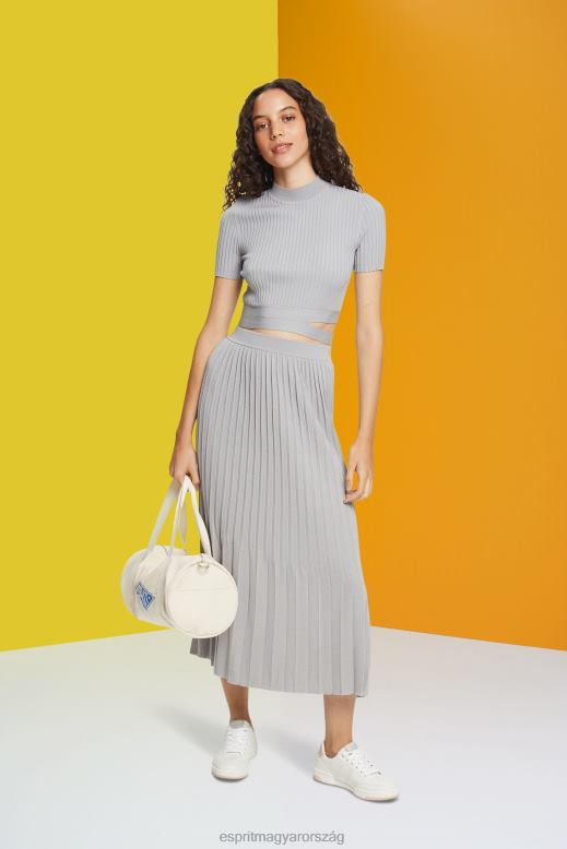 Esprit redős midi szoknya nők középszürke szoknyák F8HN8481