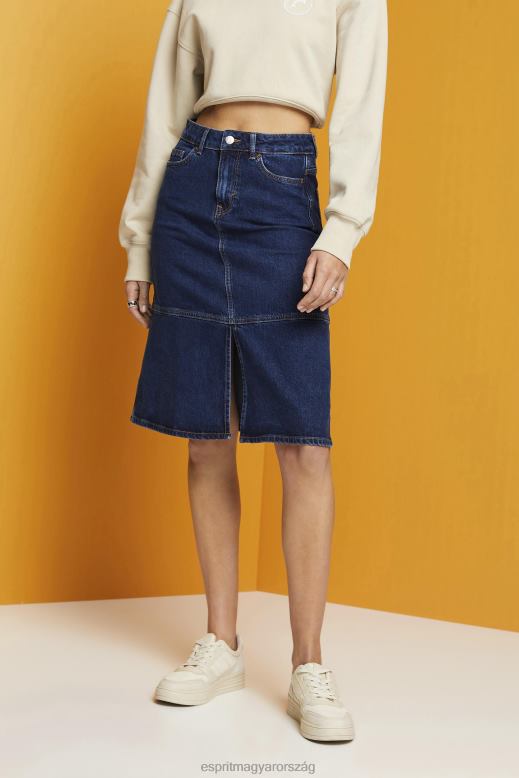 Esprit térdig érő farmerszoknya nők kék közepes mosás szoknyák F8HN8269
