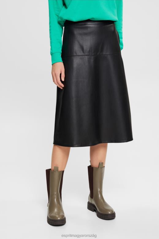 Esprit íves műbőr midiszoknya nők fekete szoknyák F8HN8405