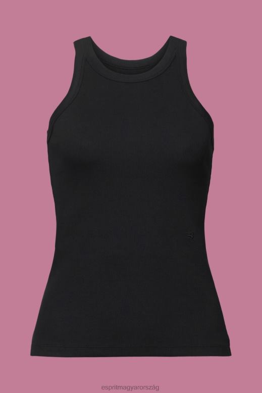 Esprit bordázott tank felső nők fekete tartály F8HN8280