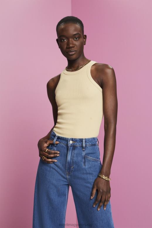 Esprit bordázott tank felső nők homok tartály F8HN8282