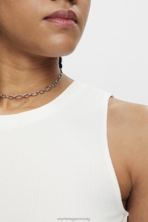 Esprit bordázott tank felső nők törtfehér tartály F8HN8301