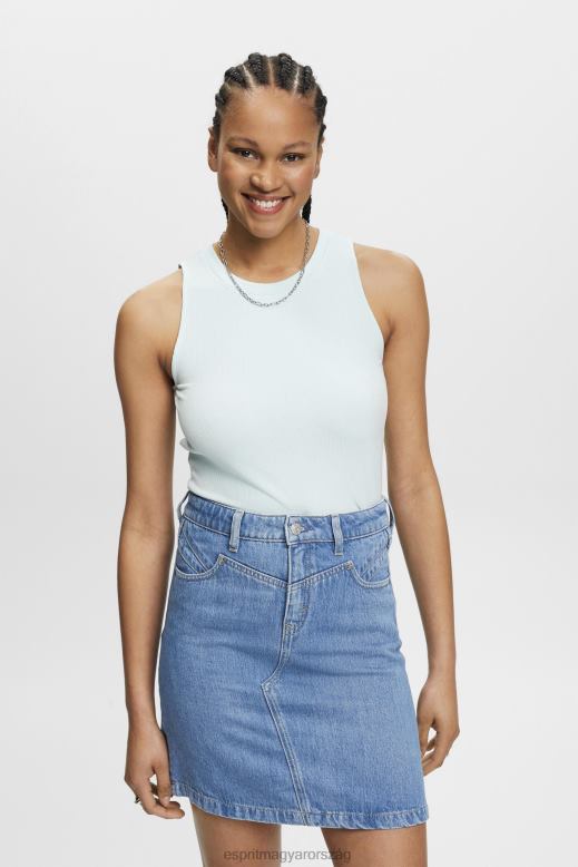Esprit bordázott tank felső nők világos aqua zöld tartály F8HN8303