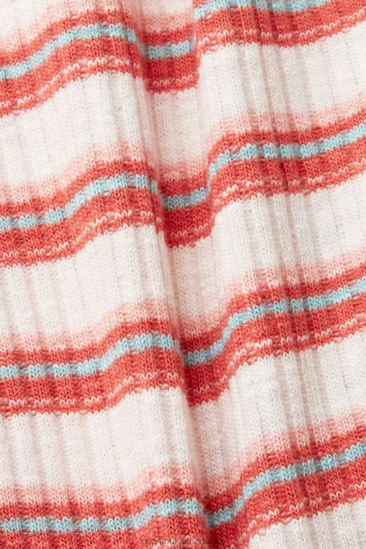 Esprit csíkos bordás felső nők pasztell rózsaszín tartály F8HN8103