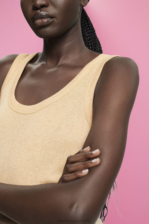 Esprit ujjatlan csillogó felső nők Arany tartály F8HN8404