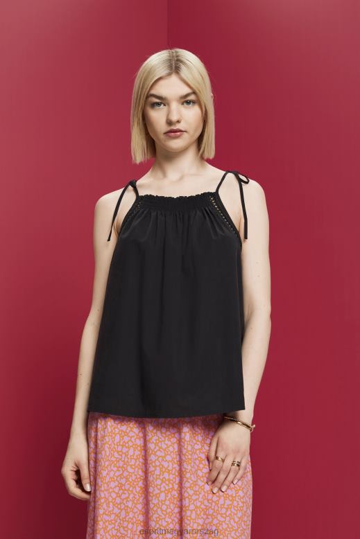 Esprit camisole felső smock, tencel nők fekete tetejére F8HN8198