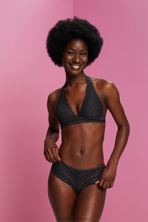 Esprit újrahasznosított: halterneck puha melltartó csipkével nők antracit tetejére F8HN877