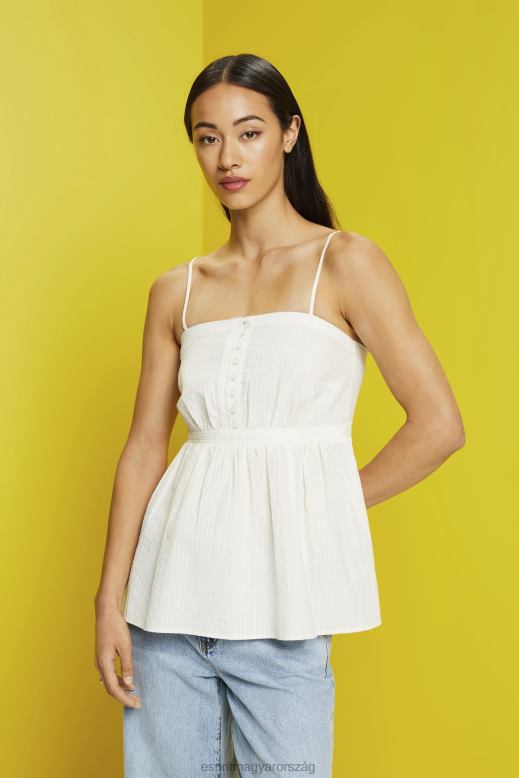 Esprit texturált cami felső nők fehér tetejére F8HN8224